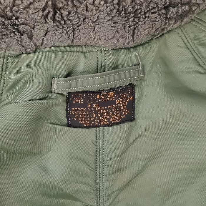 US N-2B Flight Jacket w Attached Hood and Fur Ruff 1962 - Sz M - US Air Force Surplus - Flight Jackets