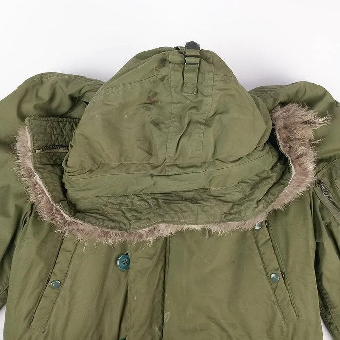 US N-3B OD Jacket with Fur Ruff 1972 - M - US Air Force Surplus - Flight Jackets