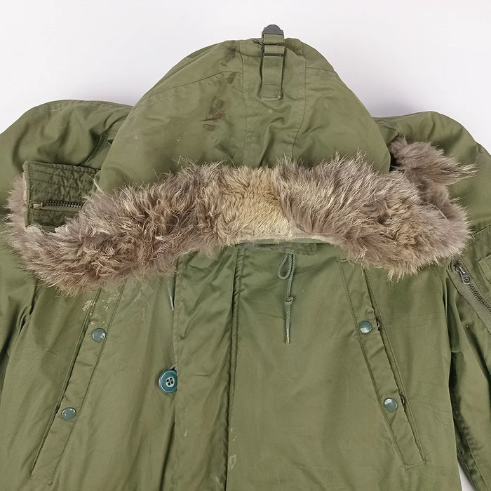 US N-3B OD Jacket with Fur Ruff 1972 - M - US Air Force Surplus - Flight Jackets