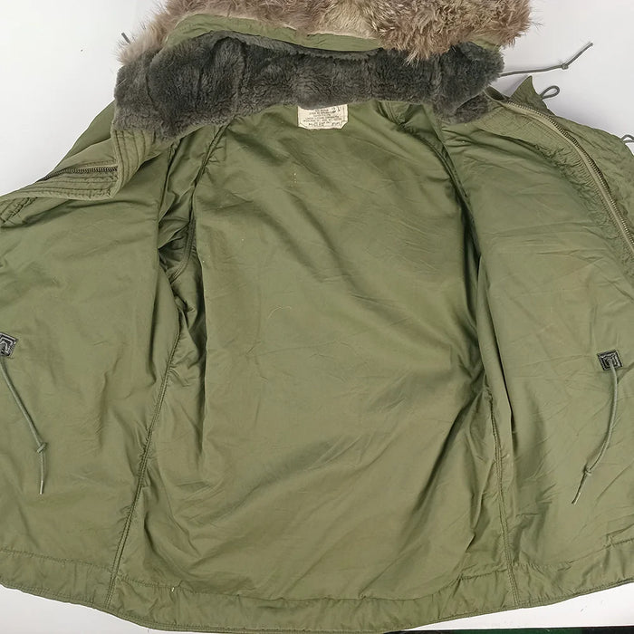 US N-3B OD Jacket with Fur Ruff 1972 - M - US Air Force Surplus - Flight Jackets