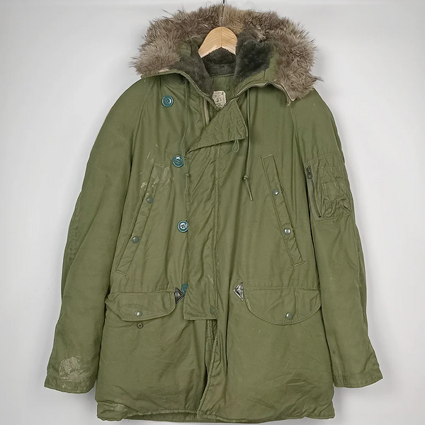 US N-3B OD Jacket with Fur Ruff 1972 - M - US Air Force Surplus - Flight Jackets