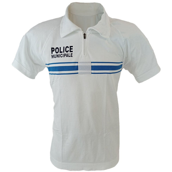 French Police Stretch Polo Shirt - White