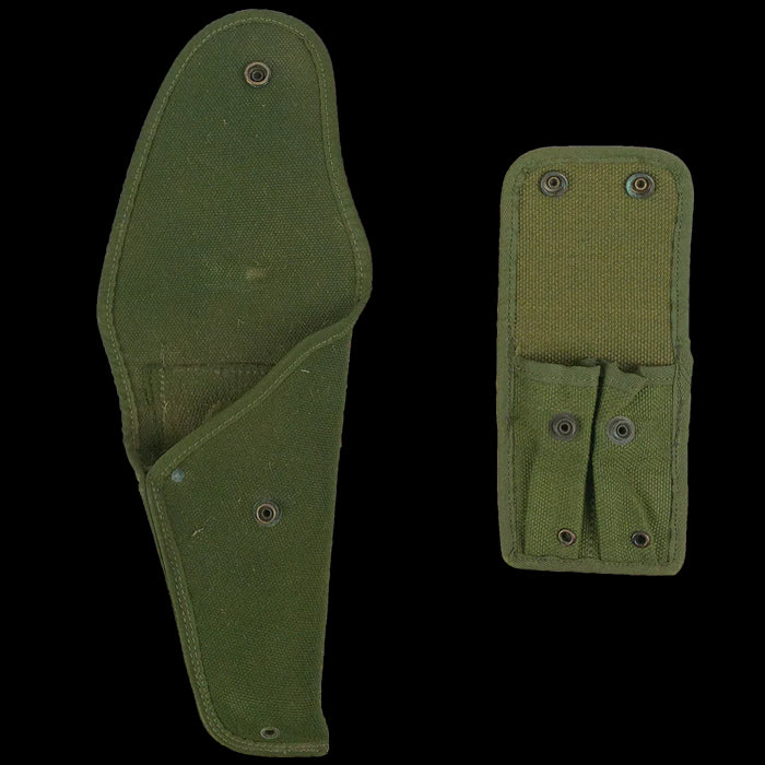 Belgian OD Pistol Belt With Holster - Belgian Army Surplus - Holsters