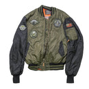 Type MA-1 Olive and Black Patched Flight Jacket - Medium - Army & Outdoors - Field Jackets