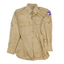 US Army 71st Infantry Division 1950s Khaki Long Sleeve Shirt - Small